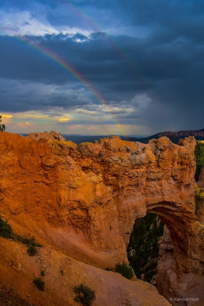 Natural bridge Bryce Canyon with Rainbow