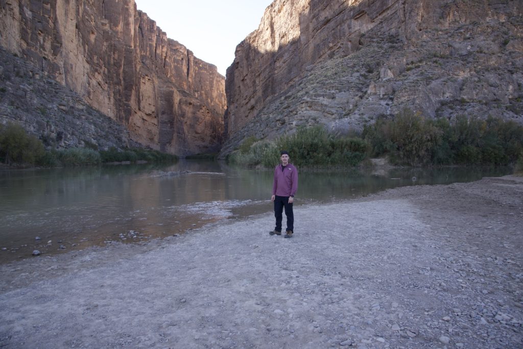 Standing at the bottom of Santa Elena Canyon on the edge of Texas and Mexico