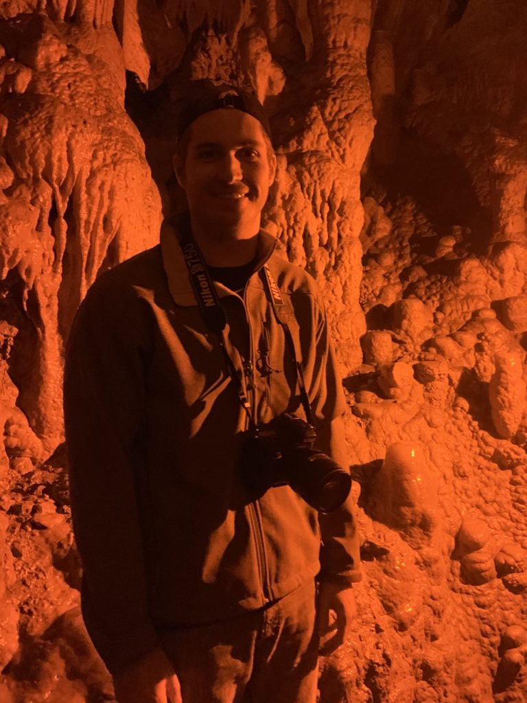 standing at the bottom of frozen niagara in mammoth cave