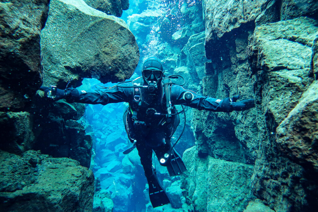 Scuba diving between tectonic plates